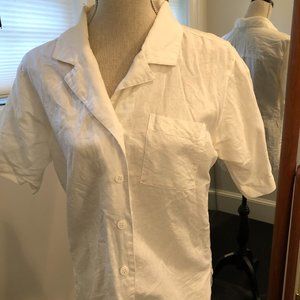 sz8 Vintage Pierre Cardin cotton/ramie short sleeve blouse